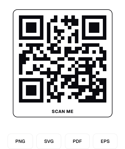 qrfyy QR preview with a Scan Me frame and download buttons