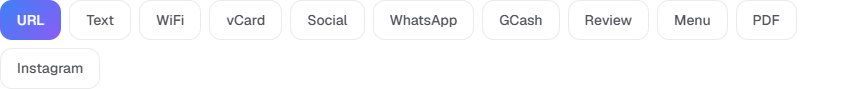 qrfyy generator type tabs, with URL selected