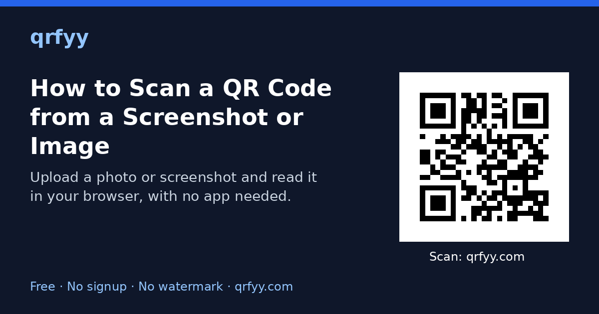 How to Scan a QR Code from a Screenshot or Image: featured graphic with a QR code to qrfyy.com