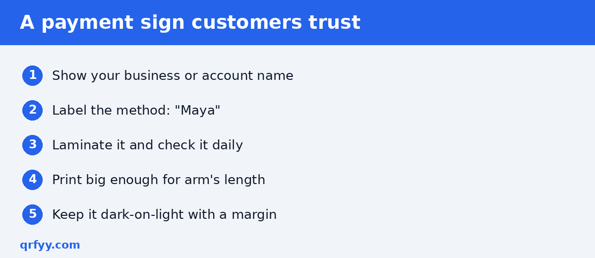 Checklist for designing a trustworthy QR payment sign