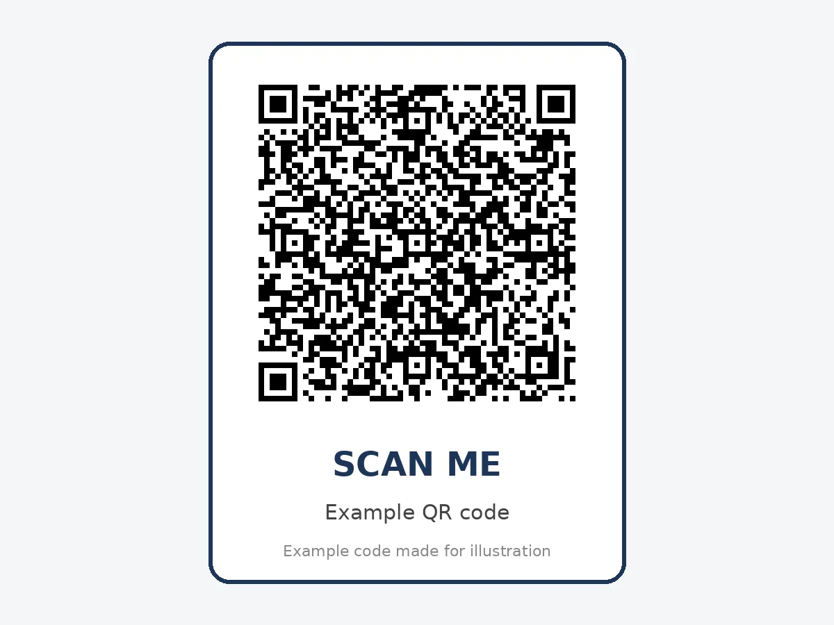 Example vCard QR code for an event name badge with demo contact details