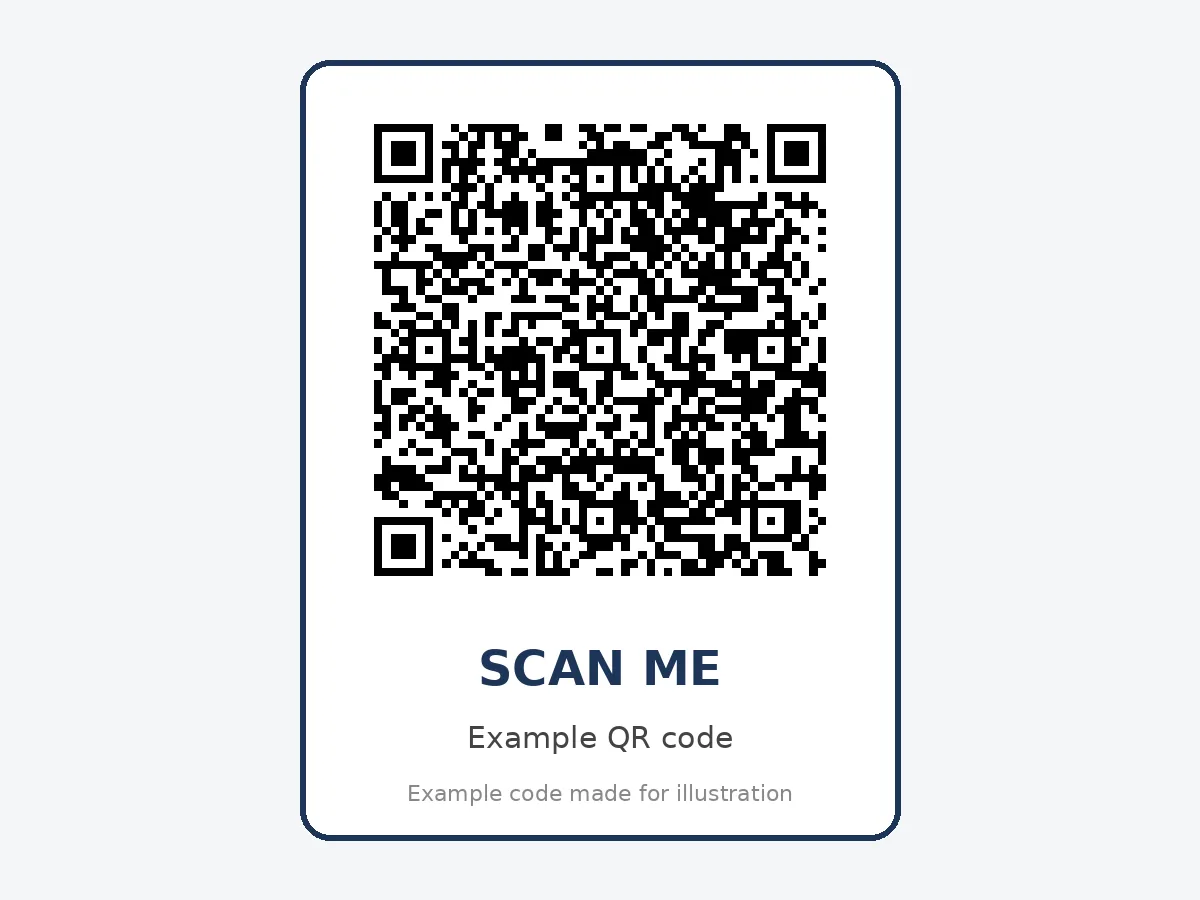 Example vCard QR code for a pet ID tag with a demo phone number