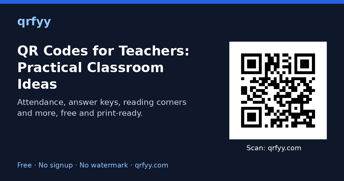 QR Codes for Teachers: Practical Classroom Ideas: featured graphic with a QR code to qrfyy.com